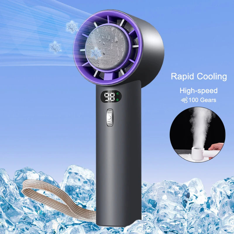 Portable Handheld Turbo Fan Cooling Semiconductor Refrigeration 3000mAh Battery Wind Speeds Adjustable Mini Personal Fan - Hot Gadgets