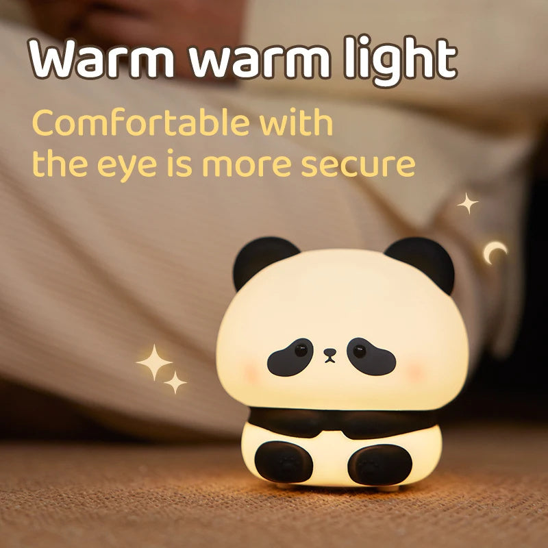 Panda LED Night Light Cute Silicone Night Light USB Rechargeable Touch Night Lamp Bedroom Timing Lamp Decoration Children's Gift Home Decor - Hot Gadgets