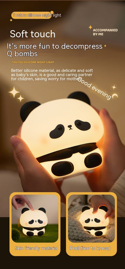 Panda LED Night Light Cute Silicone Night Light USB Rechargeable Touch Night Lamp Bedroom Timing Lamp Decoration Children's Gift Home Decor - Hot Gadgets