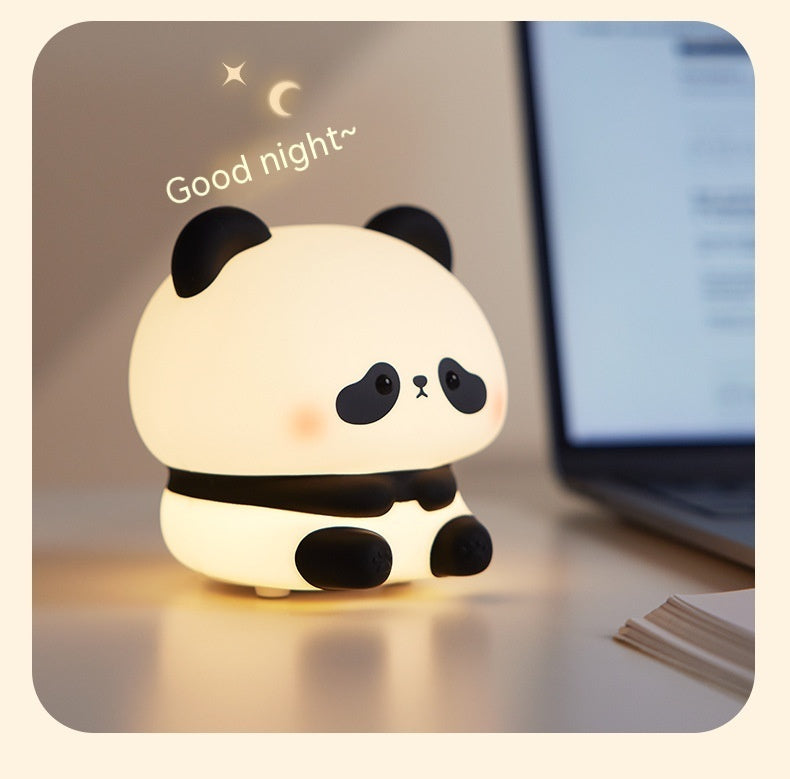 Panda LED Night Light Cute Silicone Night Light USB Rechargeable Touch Night Lamp Bedroom Timing Lamp Decoration Children's Gift Home Decor - Hot Gadgets