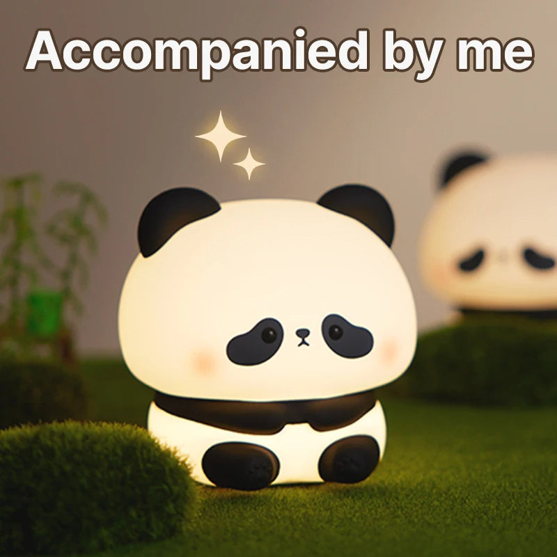 Panda LED Night Light Cute Silicone Night Light USB Rechargeable Touch Night Lamp Bedroom Timing Lamp Decoration Children's Gift Home Decor - Hot Gadgets