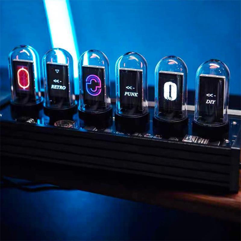 RGB Pseudo Glow Tube Desktop Creative Decoration Digital Clock - Hot Gadgets