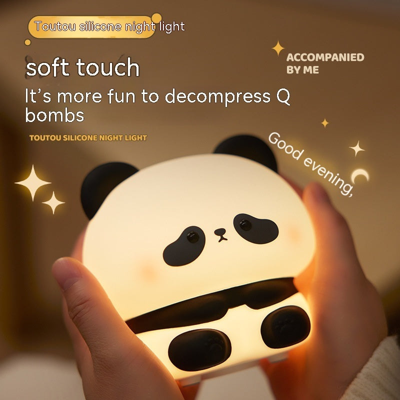 Panda LED Night Light Cute Silicone Night Light USB Rechargeable Touch Night Lamp Bedroom Timing Lamp Decoration Children's Gift Home Decor - Hot Gadgets