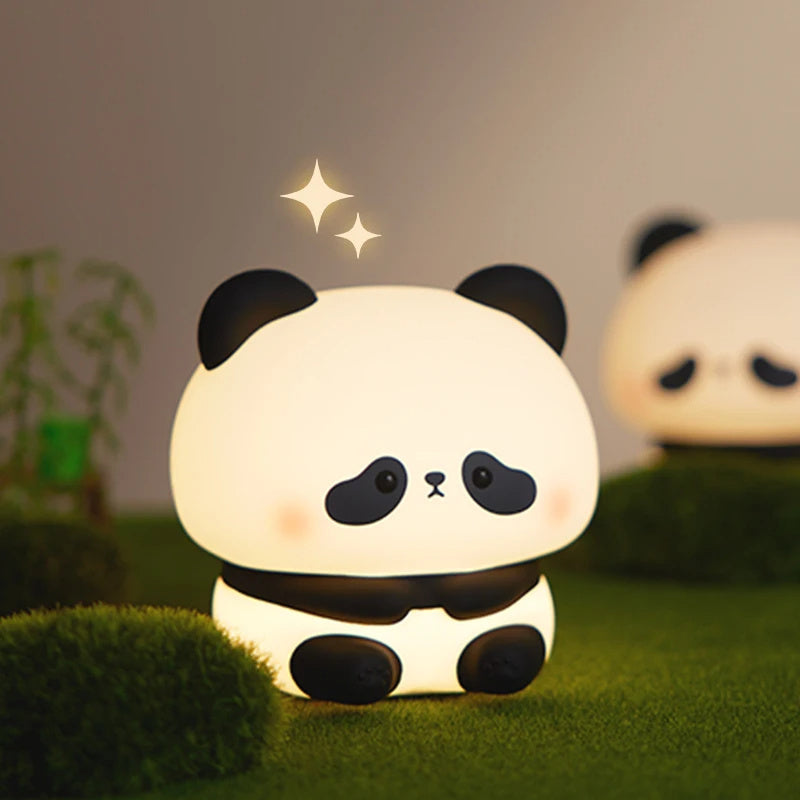 Panda LED Night Light Cute Silicone Night Light USB Rechargeable Touch Night Lamp Bedroom Timing Lamp Decoration Children's Gift Home Decor - Hot Gadgets