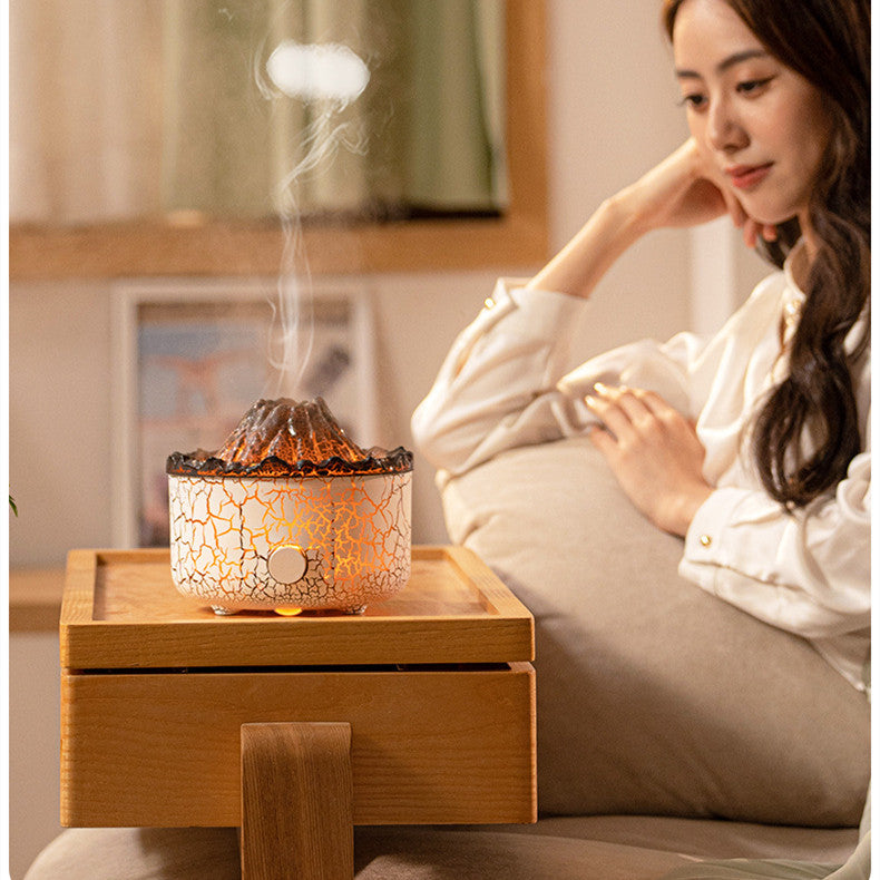 New Creative Volcano Humidifier Aromatherapy Machine Spray Jellyfish Air Flame Humidifier Diffuser - Hot Gadgets