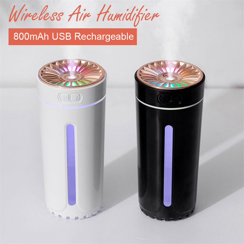 Wireless Air Humidifier Colorful Lights Mute Ultrasonic USB Fogger Diffuser Purifier 800mAh Rechargeabl Cool Mist Maker For Car - Hot Gadgets