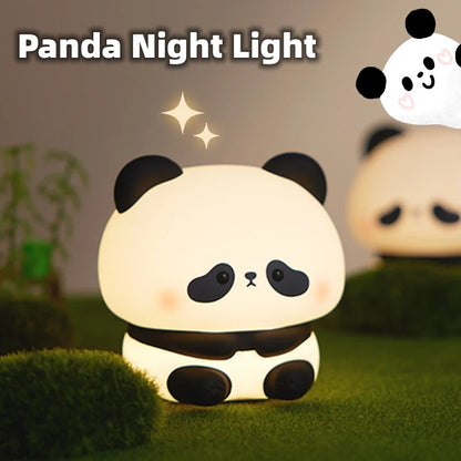 Panda LED Night Light Cute Silicone Night Light USB Rechargeable Touch Night Lamp Bedroom Timing Lamp Decoration Children's Gift Home Decor - Hot Gadgets