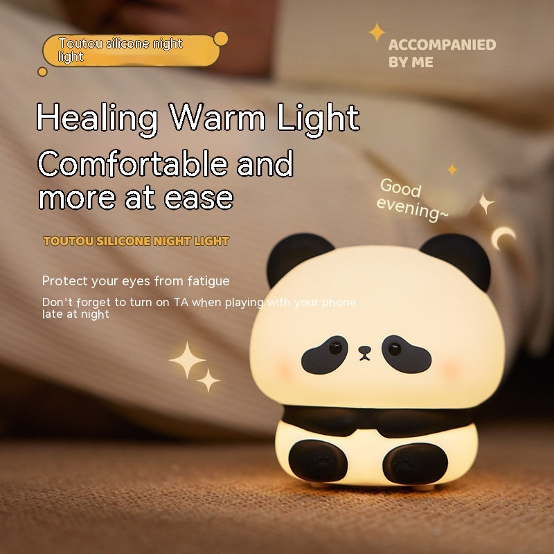 Panda LED Night Light Cute Silicone Night Light USB Rechargeable Touch Night Lamp Bedroom Timing Lamp Decoration Children's Gift Home Decor - Hot Gadgets