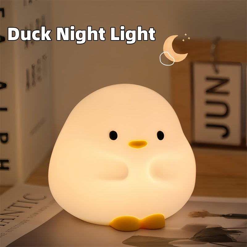 Cute Duck LED Night Lamp Cartoon Silicone USB Rechargeable Sleeping Light Touch Sensor Timing Bedroom Bedside Lamp For Kid Gift Home Decor - Hot Gadgets