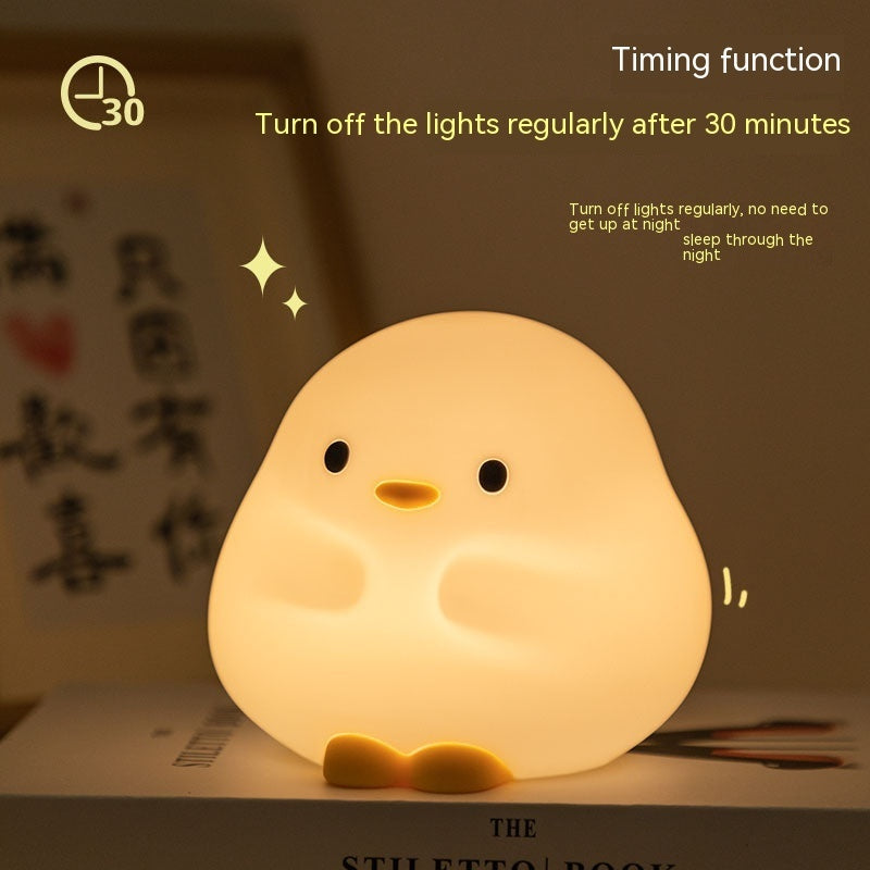 Cute Duck LED Night Lamp Cartoon Silicone USB Rechargeable Sleeping Light Touch Sensor Timing Bedroom Bedside Lamp For Kid Gift Home Decor - Hot Gadgets