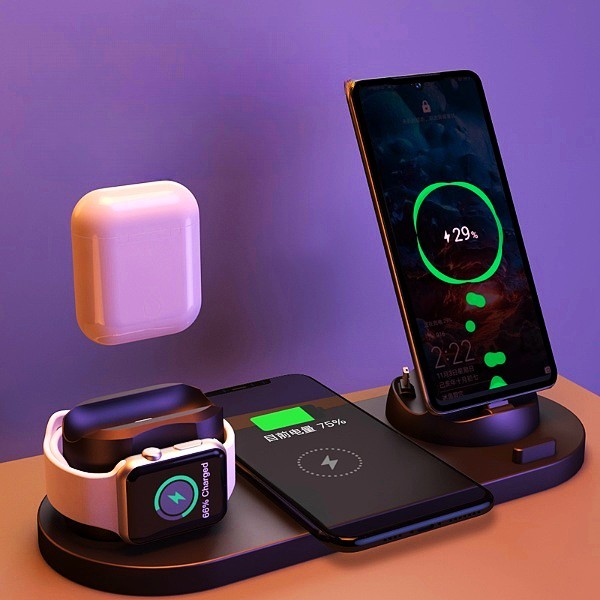 Wireless Charger For IPhone Fast Charger For Phone Fast Charging Pad For Phone Watch 6 In 1 Charging Dock Station - Hot Gadgets